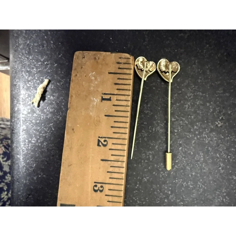 Vintage Stick Pin Lot Avon Rhinestone Hearts Bee Gold Tone 4 Pc Lapel Pins